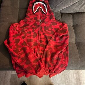 Red Camouflage Shark Hoodie